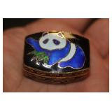 Chinese Panda Cloisonne Trinket Box