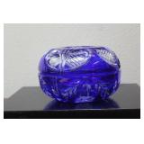 A Cut Glass Cobalt Blue Box