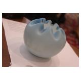 Peach Bloom Satin Blue Glass Bowl