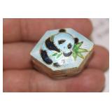 Chinese Panda Cloisonne Trinket Box