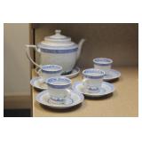Chinese Teapot, Cup and Saucers