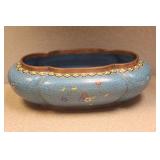 Antique Chinese Cloisonne Oval Bowl