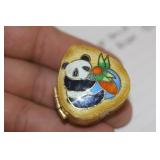 Chinese Panda Cloisonne Trinket Box