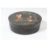 A Vintage Chinese Jade and Hardstone Lacquer Box
