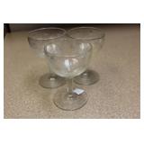 Set of 3 Mold and Etched Glass Goblets