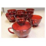 Set of 8 Ruby Red Glass Cups