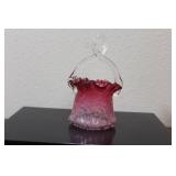 A Cranberry Glass Basket
