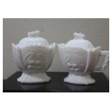 Set of Two Milk Glass Creamer and Sugar