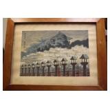 Signed Woodblock Print 'Yamato Shigisan Shrine'