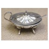 800 Silver Salt collar with Spoon and Glass Insert