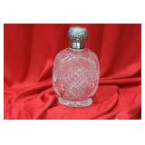 A Sterling Top Cut Glass Flask