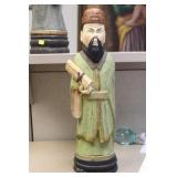 Carved, Signed Wooden Asian Statue