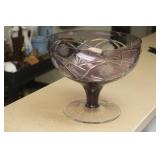 Amethyst Cut Glass Stem Bowl