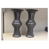 Pair of Antique Gu Shaped Vase