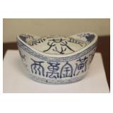 A Chiense Ceramic Blue and White Bank