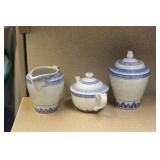 Set of 3 Chinese Creamer, Sugar and Tea Container