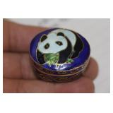 Chinese Panda Cloisonne Trinket Box
