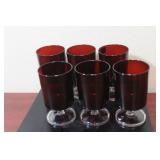 Lot of 6 Ruby Red Water Goblets