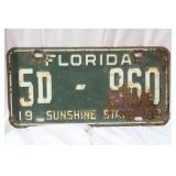 A 1958 Florida License Plate