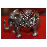 Metal Elephant and Jewel Trinket Box