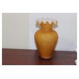 A Victorian Satin Glass Foliated Small Vase