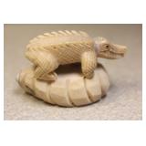 Taqua or Palm Nut Carving of an Alligator