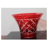 A Ruby Red Cut Glass Bowl
