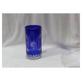 A Cobalt Blue Cut Glass Mug