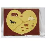 A Vintage Print on Canvas of a Horse and a Pig