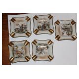 Lot of 5 Kutani Personal Ashtrays
