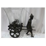 A Cast Iron Rickshaw Glass Planter