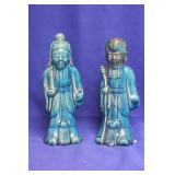 Lot of 2 Antique Chinese Torquise Glazed Sages