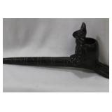 An African Ceramic Owl Form Pipe