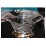 Sterling Rim Etched Glass Bowl