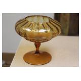 Amber Colour Glass Stem Bowl