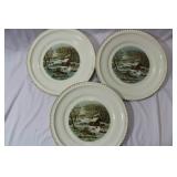 Lot of 3 Currier and Ives Dinner Plates