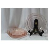 Lot of 3 Pink Depression Glass Plate