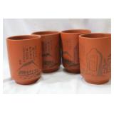 Set of 4 Japanese Pottery Cups