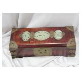 A Chinese Rosewood and 3 Jades Jewelry Box