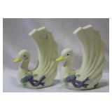 A Pair of Ceramic Swan Salt and Pepper Shakers