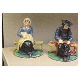 Pair of Vintage Cast Iron Amish Figurines