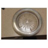 Sterling rim press glass bowl or coaster