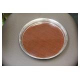 Silverplate and wood serving tray