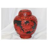 A Chinese Cinnabar on Cloisonne Ginger Jar