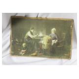 An Old Print Glued on Wood