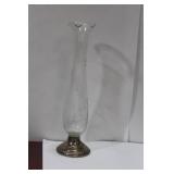 A Sterling Base Etched Glass Vase