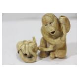 An Intricated Carved Bone Japanese Okimono