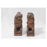 A Pair of Carved Wooden Foo Lions