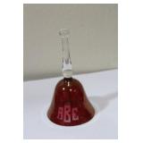 An Etched Ruby Red Glass Bell