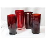 Lot of Four Ruby Red Glass Tumblers
